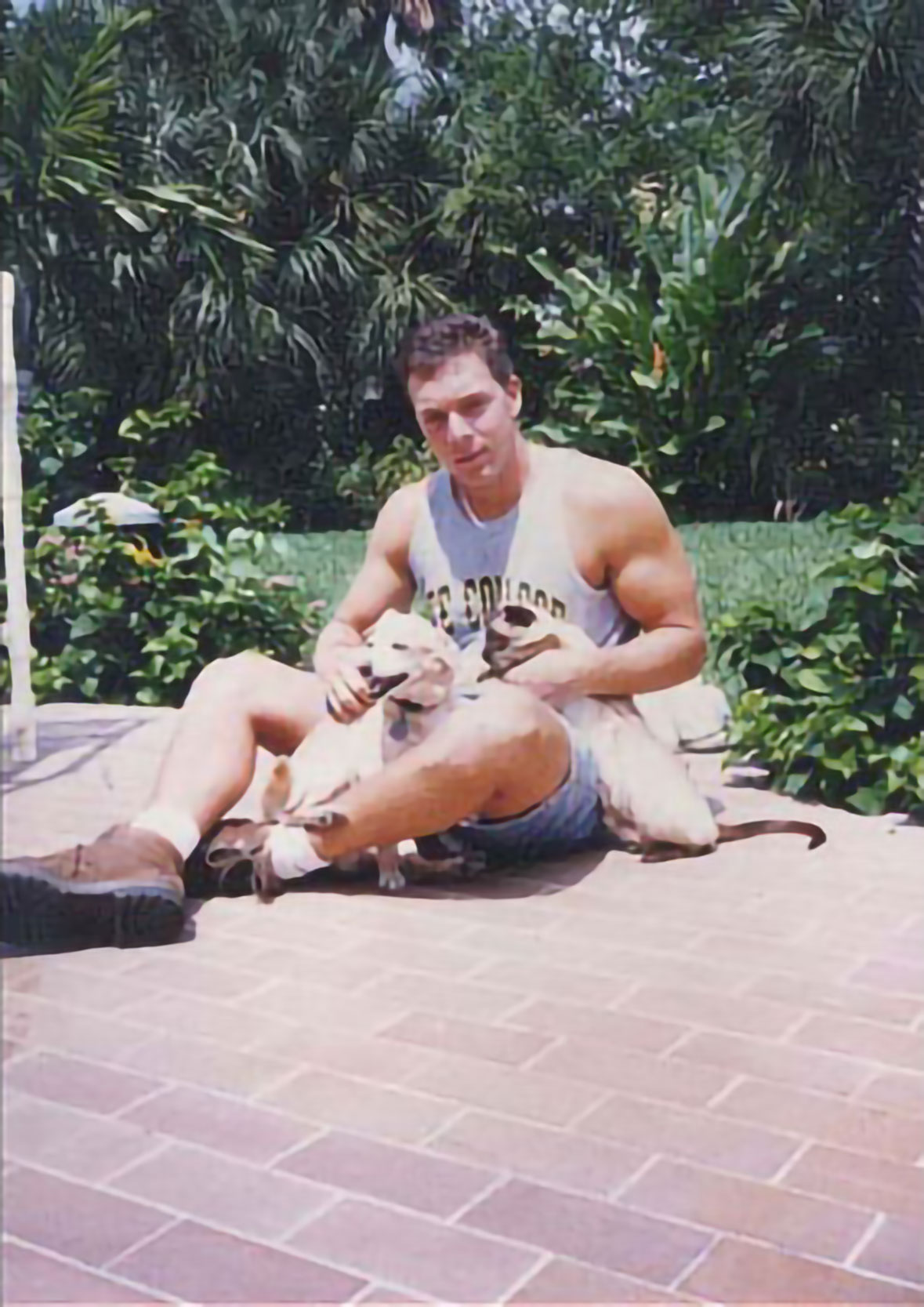 Michael Scholz with puppies